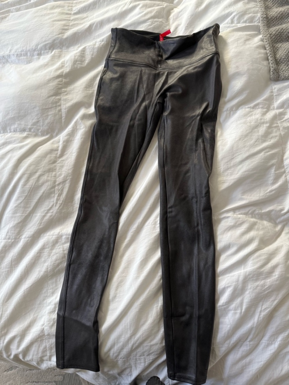 SPANX High-Waist Faux Leather Leggings in Black
